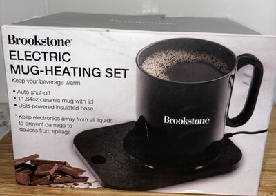 BROOKSTONE Multi Electric Mug Heating Set Mug & Lid Charger Manual Included