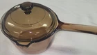 Corning Pyrex Vision Amber 1 Quart / 1l. Saucepan With Pour Spout & V1C Lid