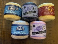 Crochet Thread Lot of 5 Mixed Colors Size 10 DMC, Aunt Lydia  s, South Maid NEW