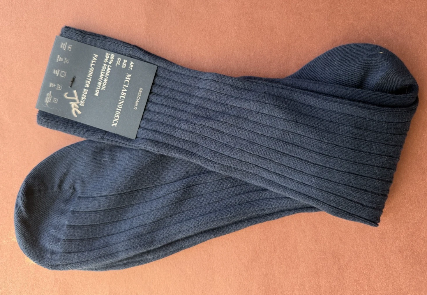 Fall/Winter 2025/26 Men's Bresciani Socks NWT Wool/Nylon Navy Cable