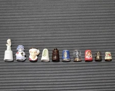 Vintage Lot of 10 Sewing Thimbles Different Collectible Sizes & Styles