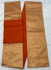 Japanese Vintage Kimono Fukuro Obi Silk Orange Traditional Authentic 161 x11 in