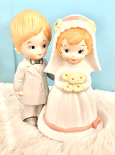 Lefton China Bride And Groom Porcelain Figurine Wedding Cake Topper Vintage CUTE