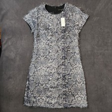 Banana Republic Dress Womens 4 Snakeskin Print Fringe Trim Party Cocktail