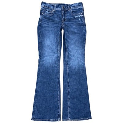 American Eagle Kick Boot Bootcut Jeans Stretch Denim Distressed Sz 6 y2k Cowgirl