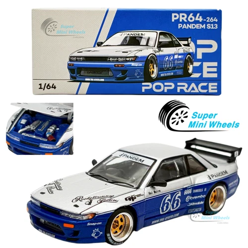 Pop Race 1:64 Nissan Silvia Pandem S13 Moontech Blue #264