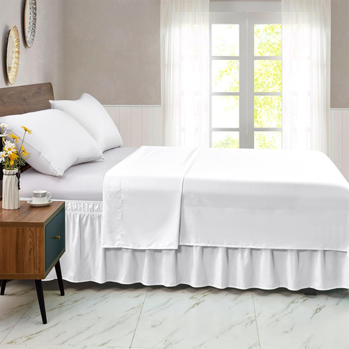 Freshculture Full Bed Skirt, Elastic Wrap around Bed Skirt Full Bed, Easy Fit W - Afbeelding 8 van 12