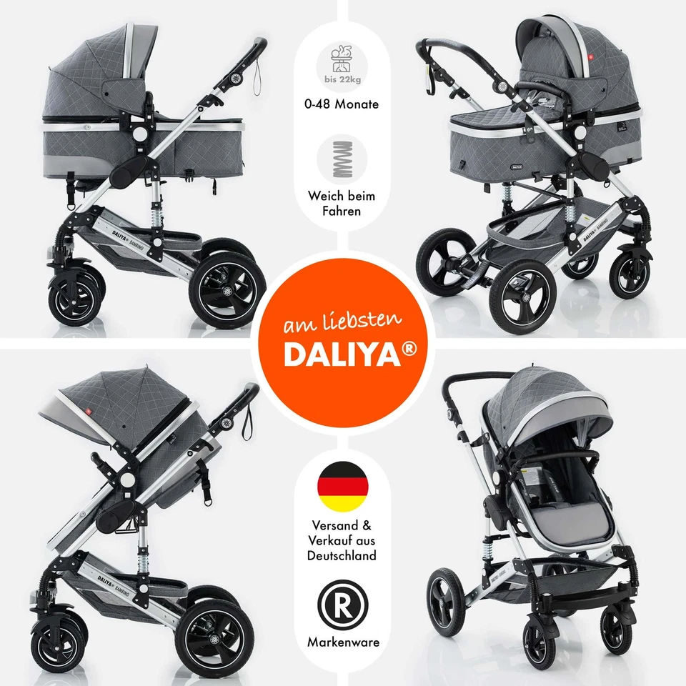 Daliya® BAMBIMO 2in1 Kinderwagen & Buggy Kombi Kinderwagen verstellbar - Bild 2 von 4