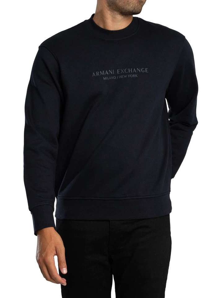 Armani Exchange Men's Raised Logo Sweatshirt, Blue - Image 2 of 4