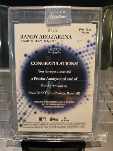 2022 Topps Pristine #9/50 Randy Arozarena Gold Ref, #PA-RA Gemma Sigillata " El Jefe. - Foto 6 di 9
