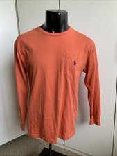 Men s size small Polo Ralph Lauren orange long sleeve pocket T-shirt 100 cotton