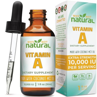 Why Not Natural Vitamin A Drops 10000 IU - Liquid retinyl Palmitate with Coconut