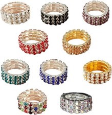 Sparkling Rhinestone Ring Set Trendy Elastic 10 Colors in One