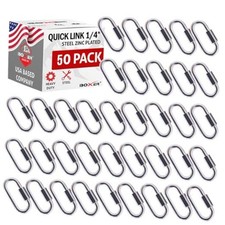 Tool Steel Chain Quick Links 1/4" 50 Pack - Chain Connector, Screw