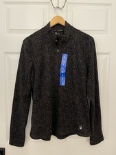 Spyder Active New Womens L Black Soft Zipper Pocket 1/4 Zip Pullover