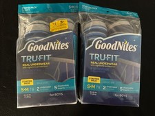  2 Goodnites TRU-FIT Real Underwear w/ Nighttime Protection BOYS S/M NEW