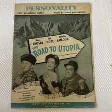Personality Sheet Music The Road To Utopia Bing Crosby Bob Hope 1945 Vintage