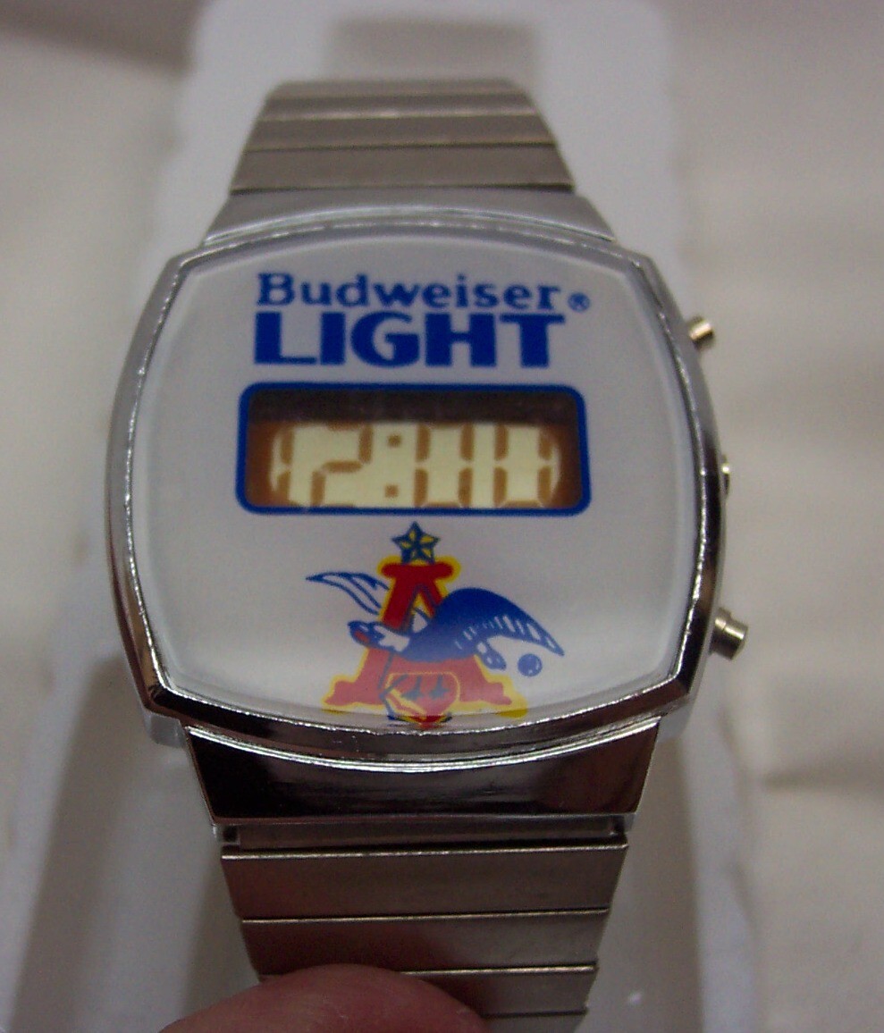 Budweiser Bud Man 手巻き腕時計 antique vintage Vintage BUD LIGHT Budweiser BEER Anheuser Busch DIGITAL WATCH
