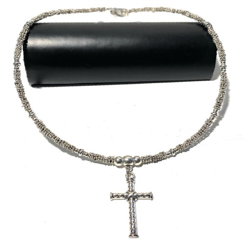 Collana con croce rosario da uomo donna catenina girocollo lunga 55 cm ciondolo - Foto 3 di 6