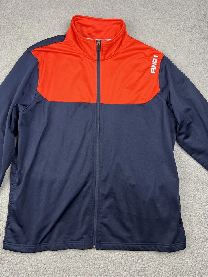 Chaqueta deportiva AND1 cremallera completa para hombre extra grande XL azul marino naranja atletismo Foto 2 de 4