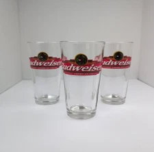 Vintage Budweiser Beer Pint Glass Classic Anheuser Busch Official Logo Lot 3 Vtg
