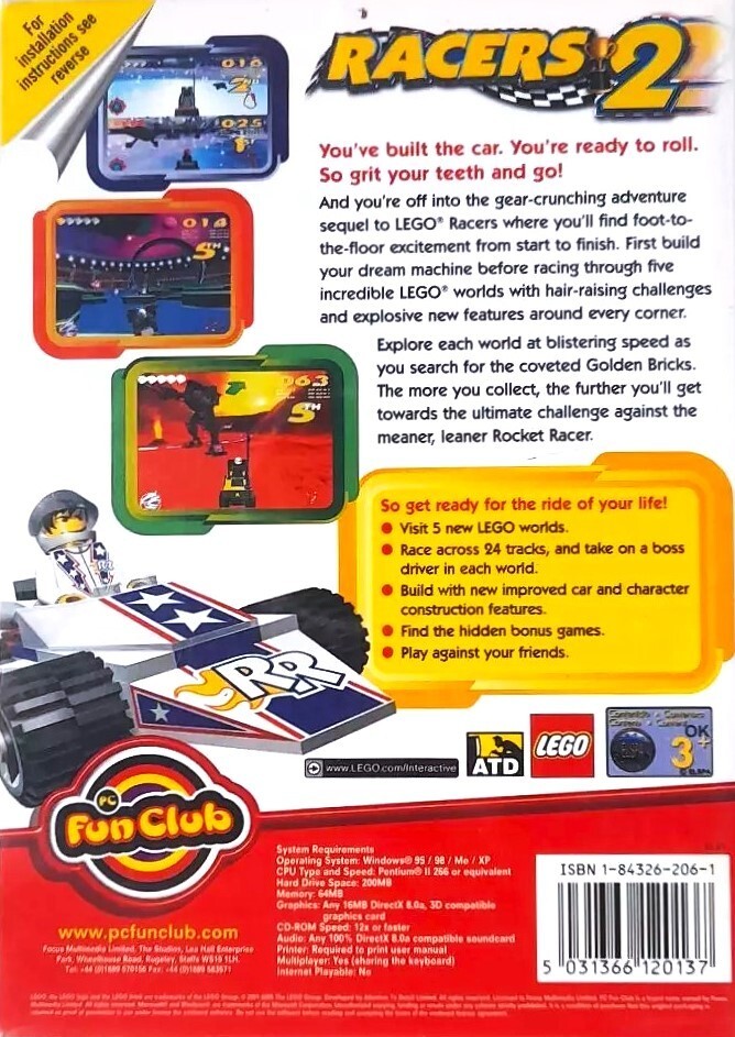 LEGO Racers 2 UK PC Fun Club CD-ROM go-kart F1 computer video game ...
