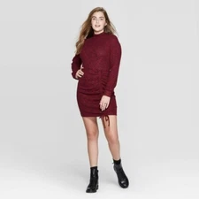 Women's Mock Turtleneck Cinched Bottom Sweater Mini Dress Xhilaration Small