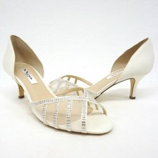 NEW 79 Nina Corita Ivory Luster Satin Open Toe High Heel Pumps - Select Size
