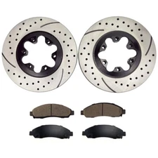 Fit For 2004 2005 2006-2008 GMC Canyon Front Drilled Brake Rotors+Ceramic Pads