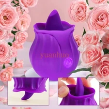 Oral-Rose-Vibrator-Clit Nipple-Licking-Women-Massager-Toy-use-Lubricant-Purple