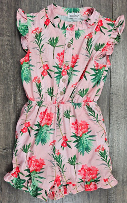 Besser Bay Baby Girl Clothes 5T 120 Coral Pink Floral Romper Outfit