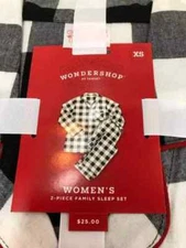 Pajama Set Wondershop Ladies White Buffalo Check Two Piece Size XS (0-2) NEW  