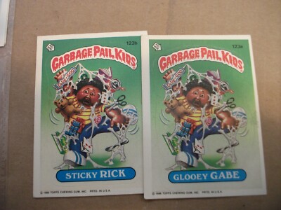 1986 GARBAGE PAIL KIDS 123B STICKY RICK, 123A GLOOEY GABE | eBay