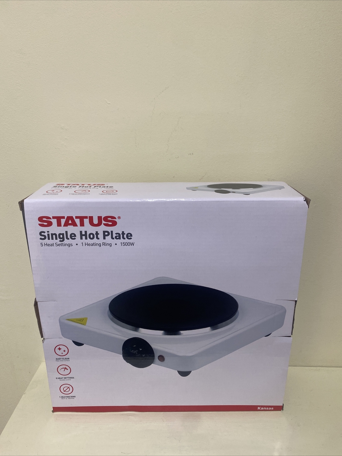 Status Stainless Steel Single Hotplate cooking stove hob 1500W White