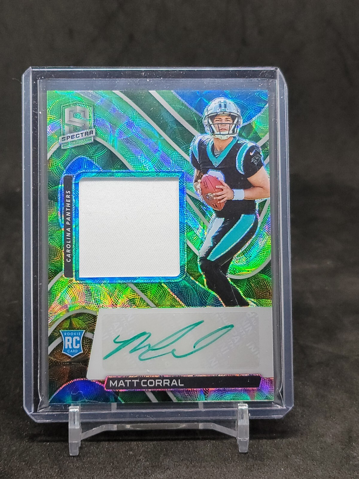 2022 Panini Spectra Matt Corral Rookie Patch Auto Neon Green /35 Panthers Rc Rpa