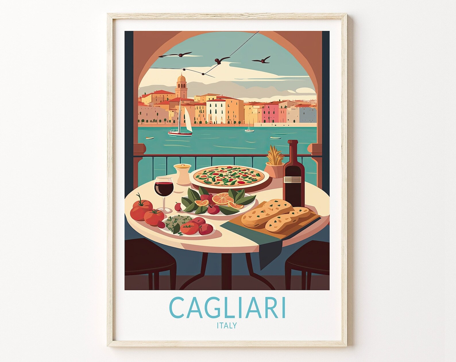 Cagliari Italy Travel Poster Cagliari Travel Print Italy Cagliari City Wall Art