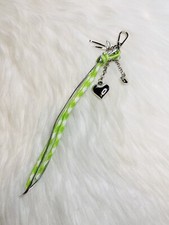 Green Knotted Key Fob Bag charm Keychain Heart Charm New Handmade Gift