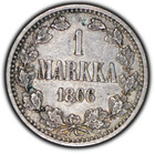 1 Markka 1866 Finland Silver Foreign Coin ~ Vf