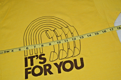 T-Shirt VTG Old School Telephone 70s Yellow Brown It's For You Graphic S/M - Picture 5 of 10