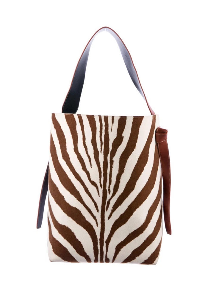 Bolso de Mano Celine Otoño/Invierno 2016 Estampado de Cebra Cabas Retorcido con Bolsa