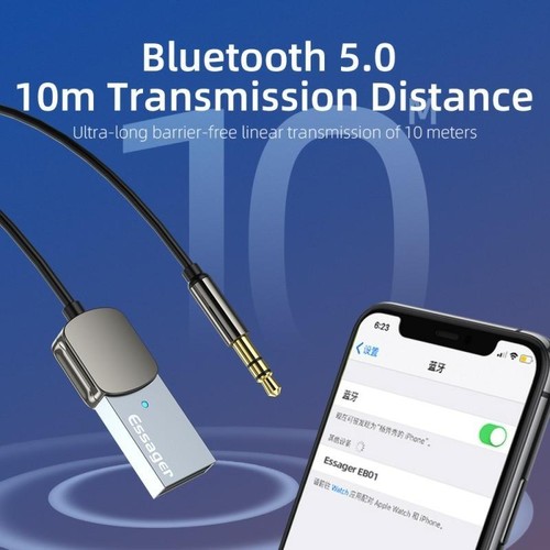 Essager Bluetooth Audio Receiver Dongle USB Zu 3,5mm Buchse Auto Audio Aux Bluet - Afbeelding 5 van 24
