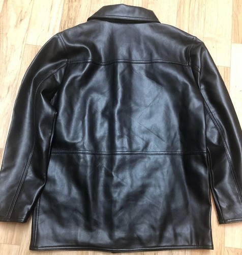 A COLLEZIONI BLACK FAUX LEATHER JACKET BUTTON FRONT SIZE S FROM ITALY NWT - Picture 9 of 9
