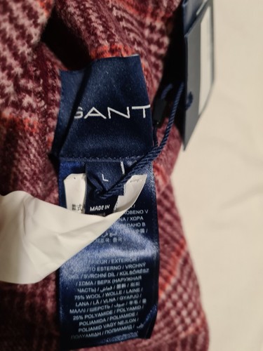Gant D1 Reversible Handstitched Check Coat Port Red Size Large - Picture 15 of 15