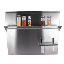 Range Backsplash with Shelf Silver Stainless Steel Backsplash for Range Hood