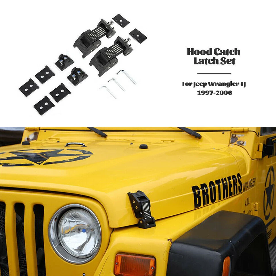 For Jeep Wrangler TJ 1997-06 Hood Latches Improved Design Hood Catch Latch Kits Foto 4 de 4