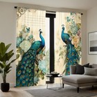 2 Panels 3D Peacock Style Printed Curtains Window Drapes for Bedroom Living Room