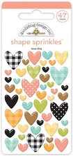 Doodlebug Sprinkles Puffy Stickers Love This Hearts Patterns Fall Colors Plaid