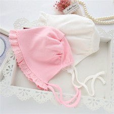Newborn Baby Girl Cap Cute Cotton Hat Lace Pink Soft White Adjustable Princess