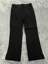 Counterparts Pants Womens Medium Black Stretch Ankle Slit Wide Leg Pull On