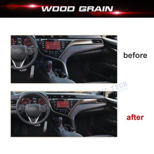 Wood Texture Center Console Stripe Dash AC Vent Panel Trim Set For Camry 2018-23 - Picture 3 of 12